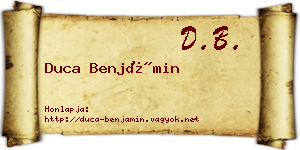 Duca Benjámin névjegykártya